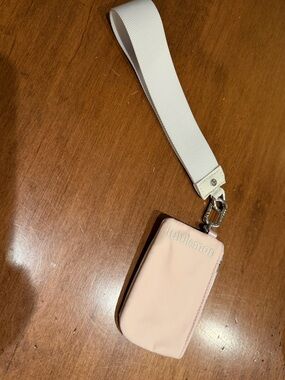 lululemon athletica small wristlet pouch in light blush and cream